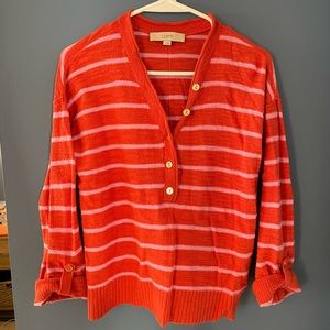 Loft Striped Sweater with Gold Buttons